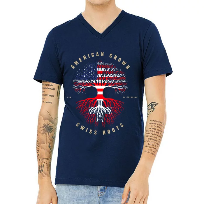 Gift For Swiss With Roots From Switzerland V-Neck T-Shirt