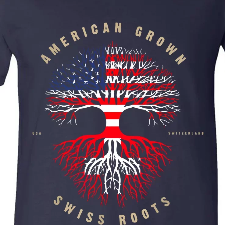 Gift For Swiss With Roots From Switzerland V-Neck T-Shirt