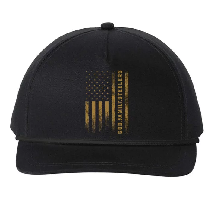 God Family Steelers Pro Us Flag FatherS Day Dad Snapback Five-Panel Rope Hat