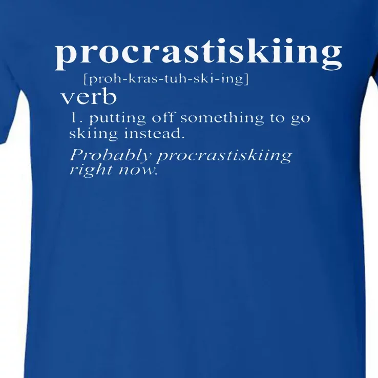 Gifts For Skiers Procrastiskiing Funny Skiing V-Neck T-Shirt