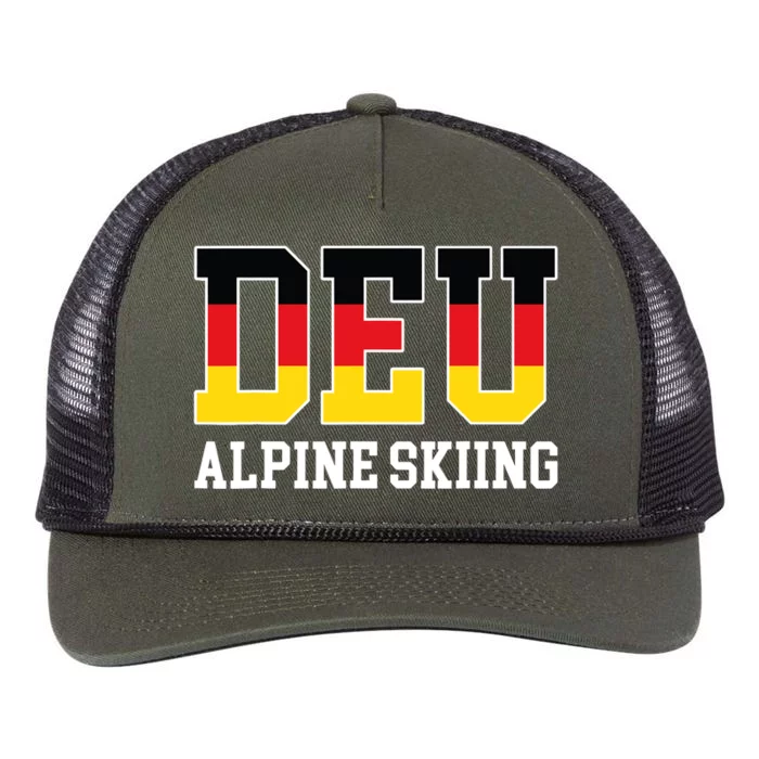 Germany Flag Skier German DEU Alpine Skiing Retro Rope Trucker Hat Cap