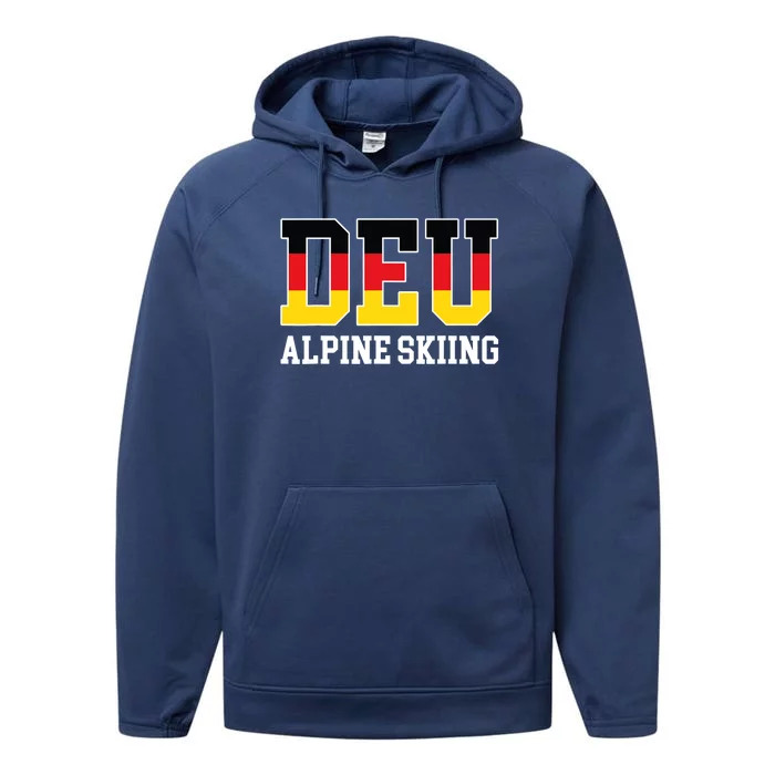 Germany Flag Skier German DEU Alpine Skiing Performance Fleece Hoodie