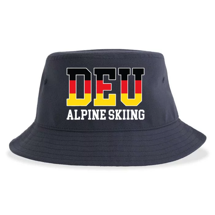 Germany Flag Skier German DEU Alpine Skiing Sustainable Bucket Hat