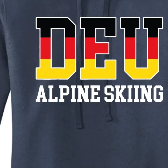 Germany Flag Skier German DEU Alpine Skiing Women's Pullover Hoodie