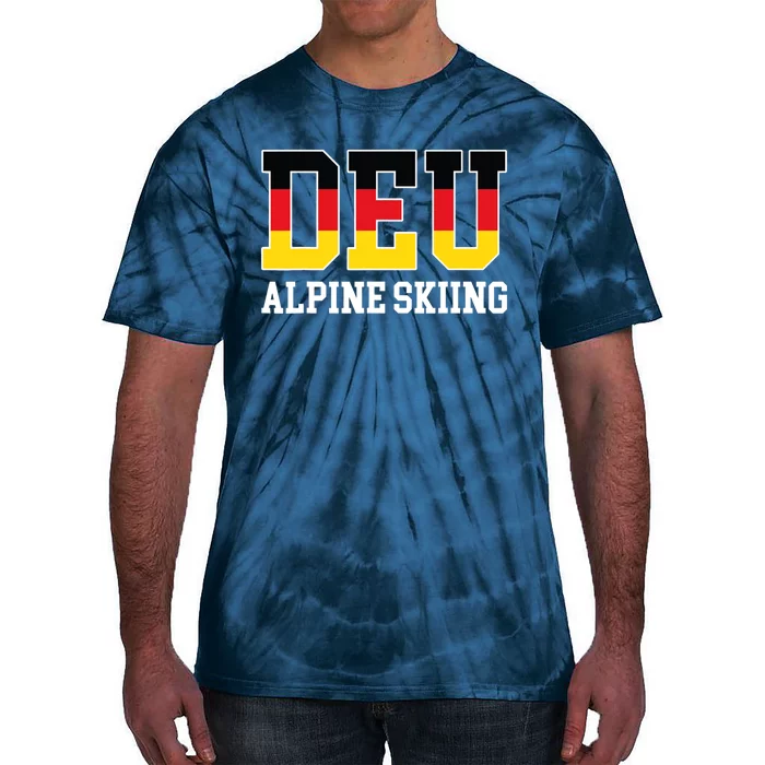 Germany Flag Skier German DEU Alpine Skiing Tie-Dye T-Shirt