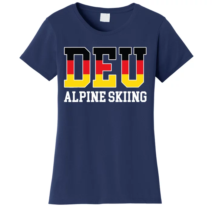 Germany Flag Skier German DEU Alpine Skiing Women's T-Shirt