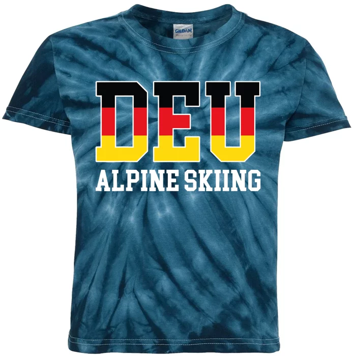 Germany Flag Skier German DEU Alpine Skiing Kids Tie-Dye T-Shirt