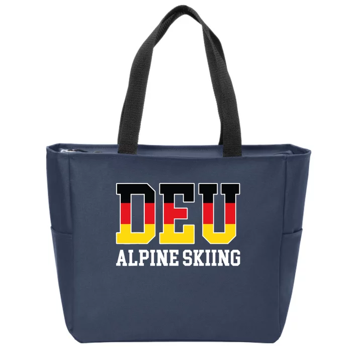 Germany Flag Skier German DEU Alpine Skiing Zip Tote Bag