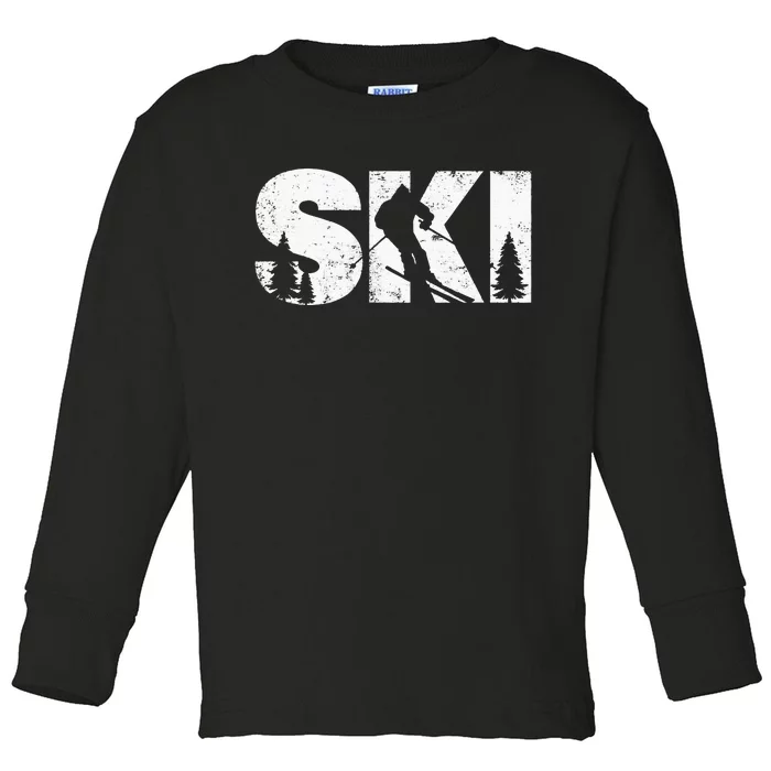 Gifts For Skiers Men Women Snow Skiing Alpine Downhill Ski Toddler Long Sleeve Shirt