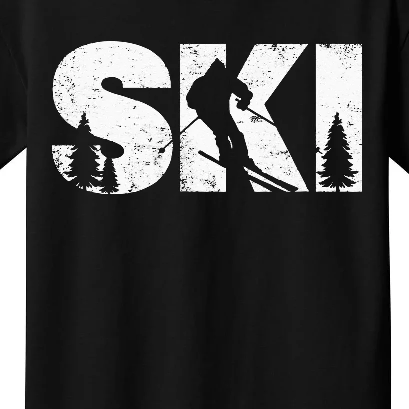 Gifts For Skiers Men Women Snow Skiing Alpine Downhill Ski Kids T-Shirt