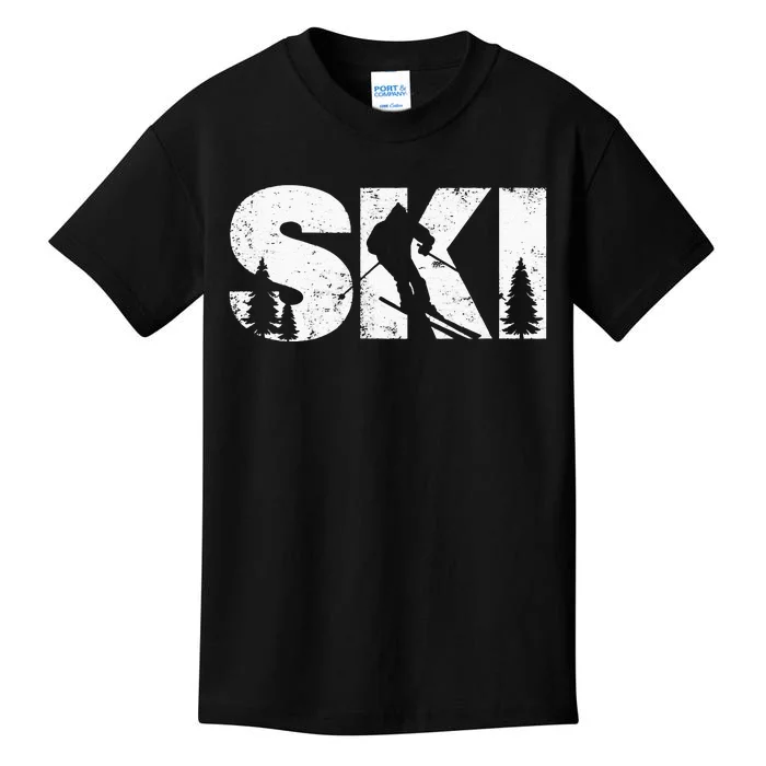 Gifts For Skiers Men Women Snow Skiing Alpine Downhill Ski Kids T-Shirt