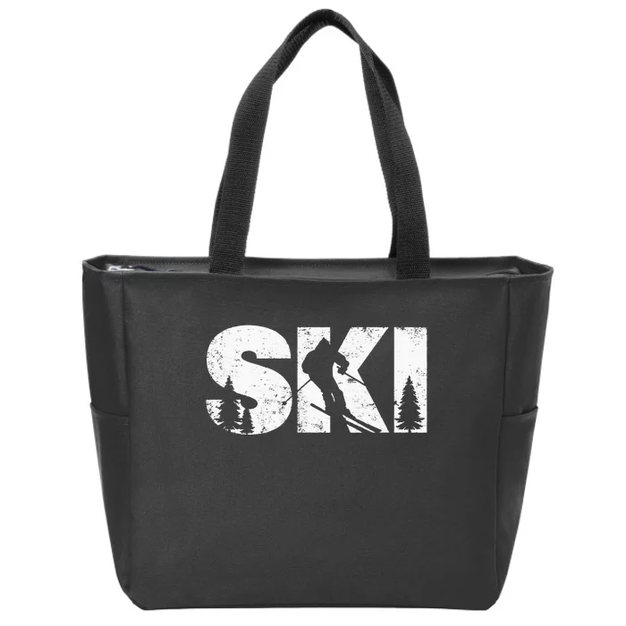 Gifts For Skiers Men Women Snow Skiing Alpine Downhill Ski Zip Tote Bag