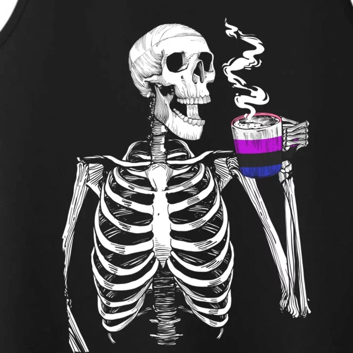 Gender Fluid Skeleton Ing Coffee Pride Flag Lgbt Skull Gift Performance Tank