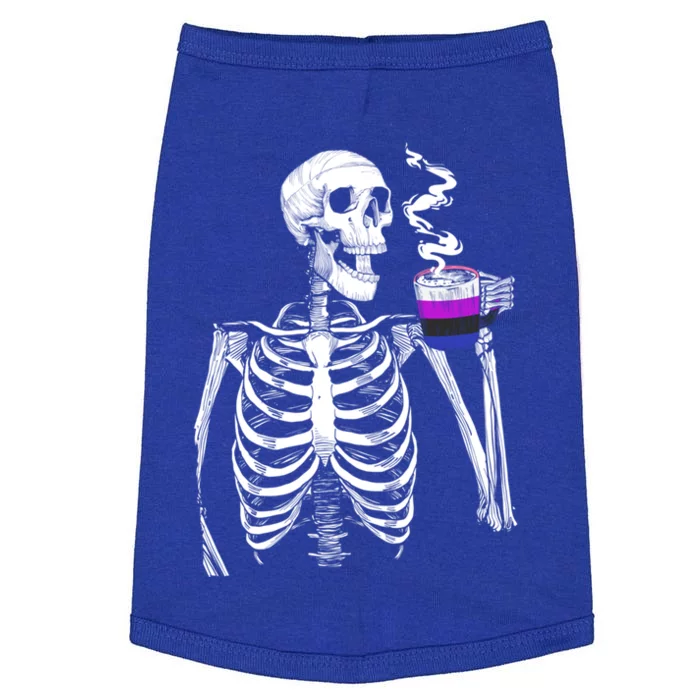 Gender Fluid Skeleton Ing Coffee Pride Flag Lgbt Skull Gift Doggie Tank