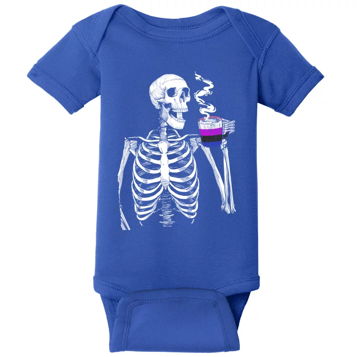 Gender Fluid Skeleton Ing Coffee Pride Flag Lgbt Skull Gift Baby Bodysuit