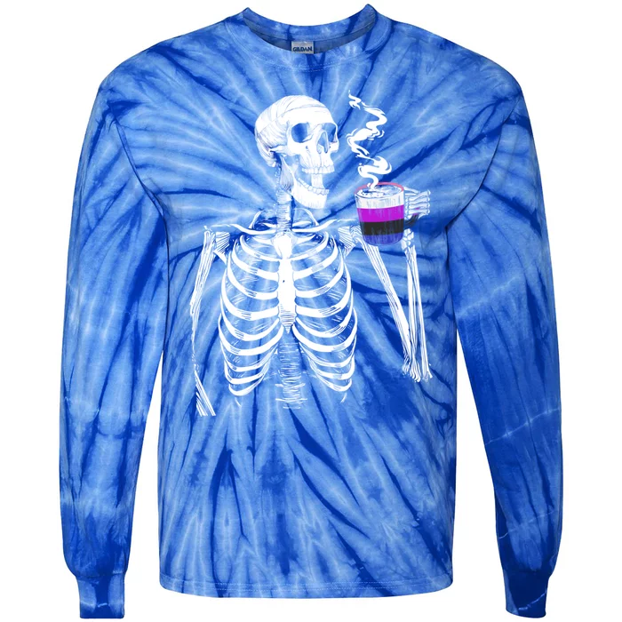 Gender Fluid Skeleton Ing Coffee Pride Flag Lgbt Skull Gift Tie-Dye Long Sleeve Shirt