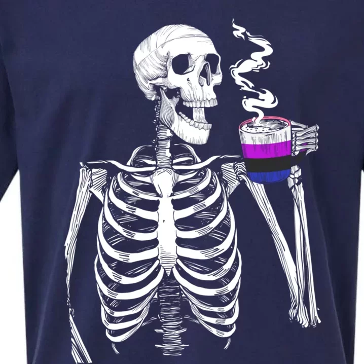 Gender Fluid Skeleton Ing Coffee Pride Flag Lgbt Skull Gift Sueded Cloud Jersey T-Shirt