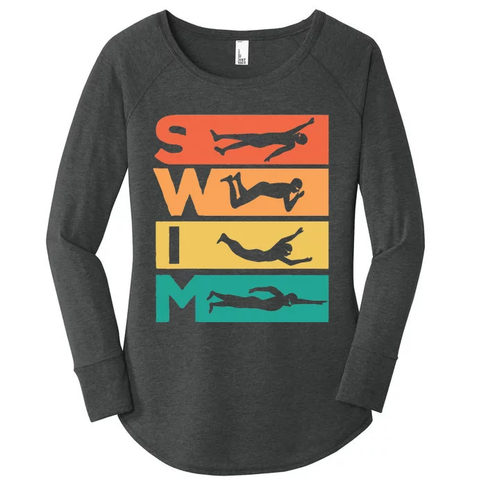 Gift For Swimmers Vintage Swimming player Women's Perfect Tri Tunic Long Sleeve Shirt