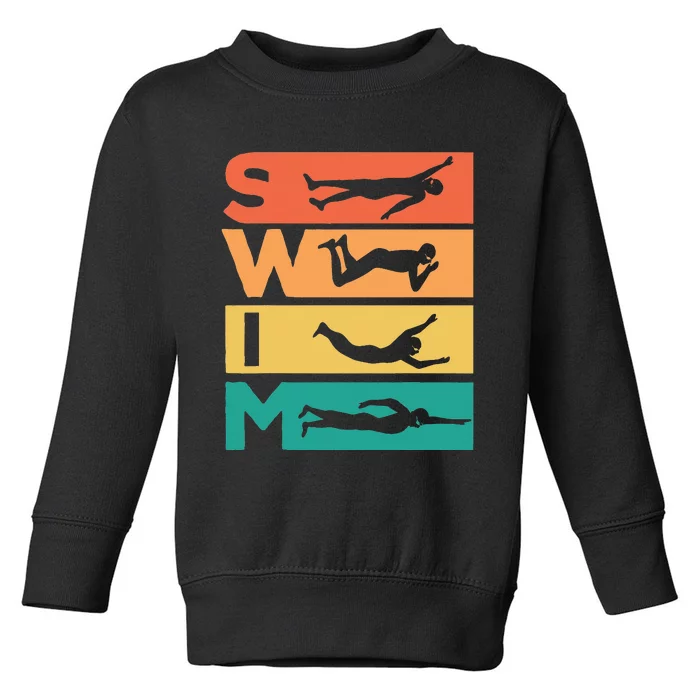 Gift For Swimmers Vintage Swimming player Toddler Sweatshirt