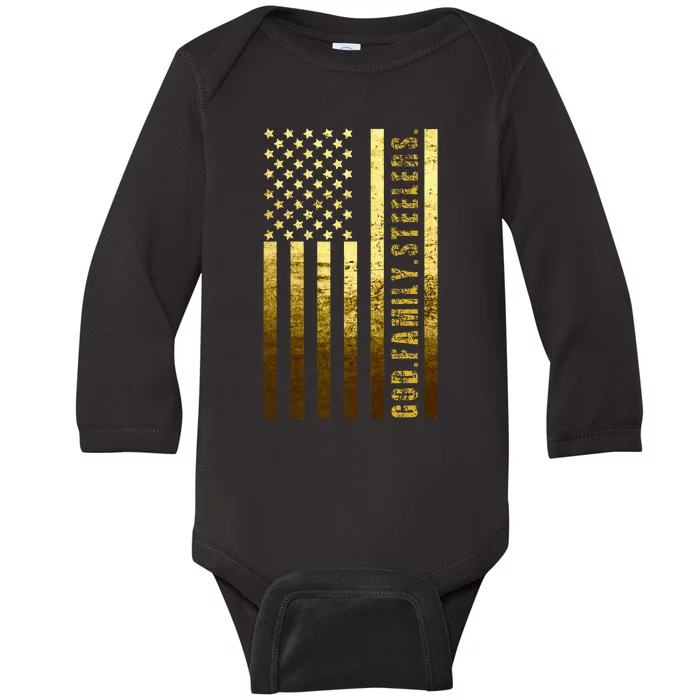 God Family Steelers Pro Us Flag Father's Day Dad Gift Baby Long Sleeve Bodysuit