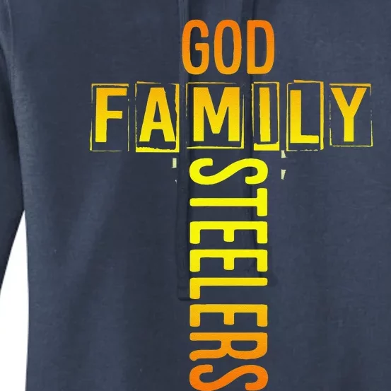 God Family Steeler Fathers Day Gift Tee Women's Pullover Hoodie