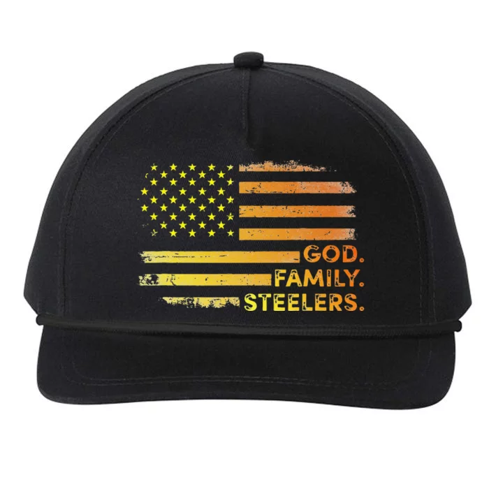 God Family Steelers Pro Us Flag Gift For Fathers Day Snapback Five-Panel Rope Hat