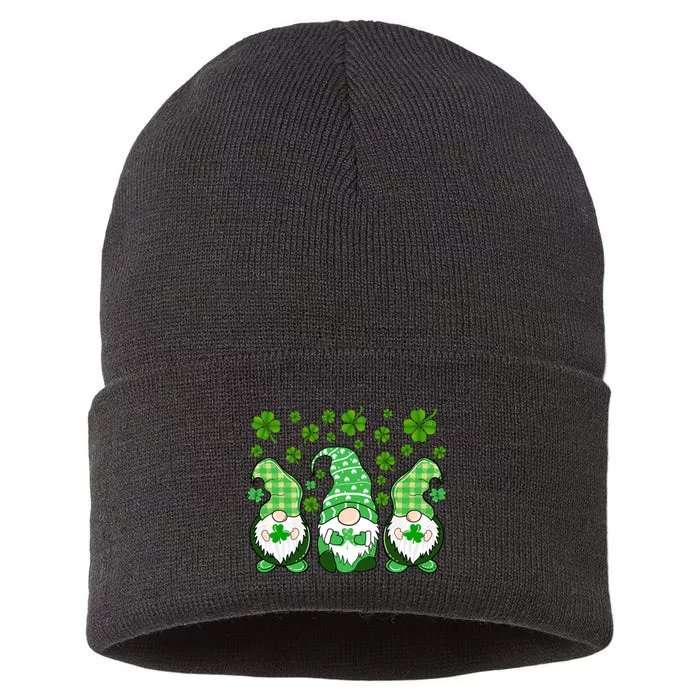 Gnomies Funny St Patrick's Day Sustainable Knit Beanie