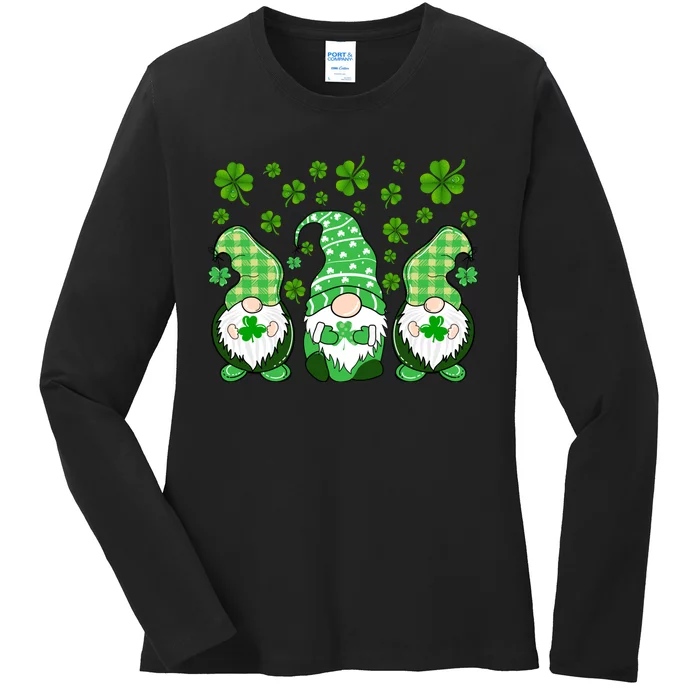 Gnomies Funny St Patrick's Day Ladies Long Sleeve Shirt