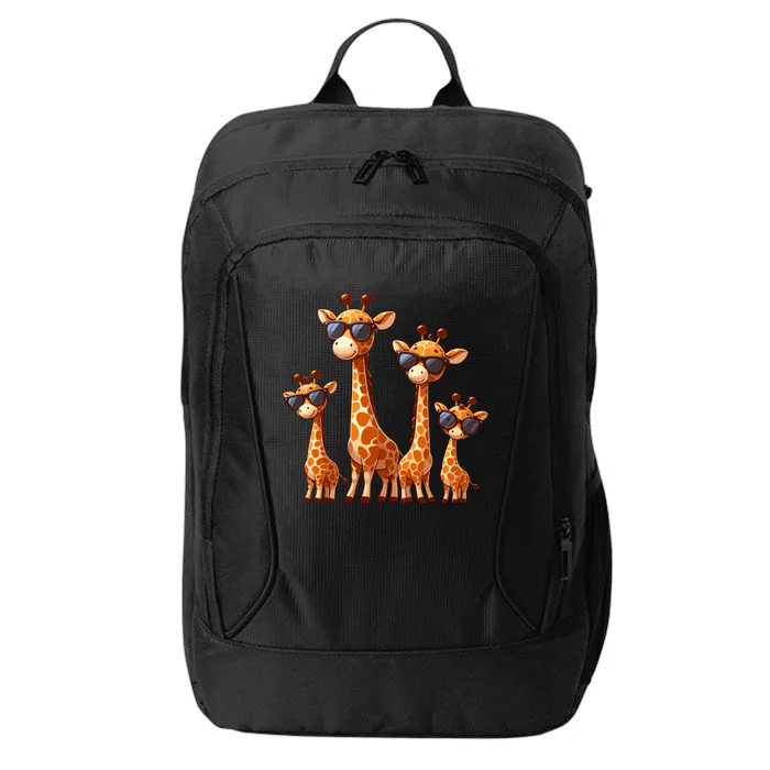 Giraffe Family Sunglasses Safari Zoo Lover Cartoon Giraffes City Backpack