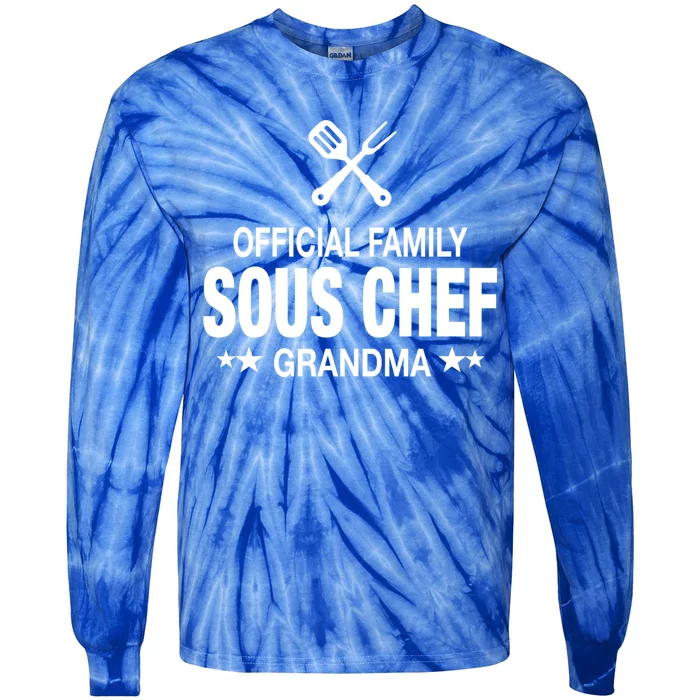 Grandma Family Sous Chef Funny Cooking Grandma Meaningful Gift Tie-Dye Long Sleeve Shirt