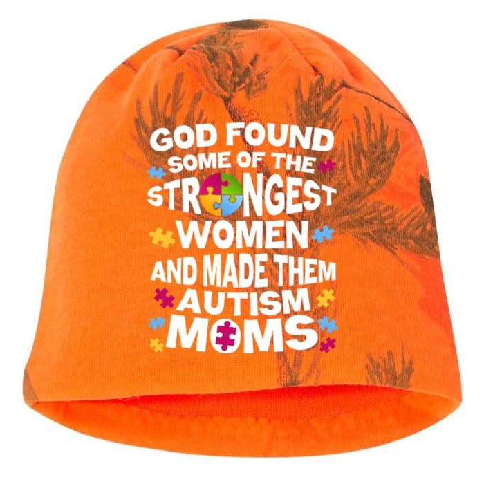 God Found Strongest Women And Make Them Autism Moms Kati - Camo Knit Beanie