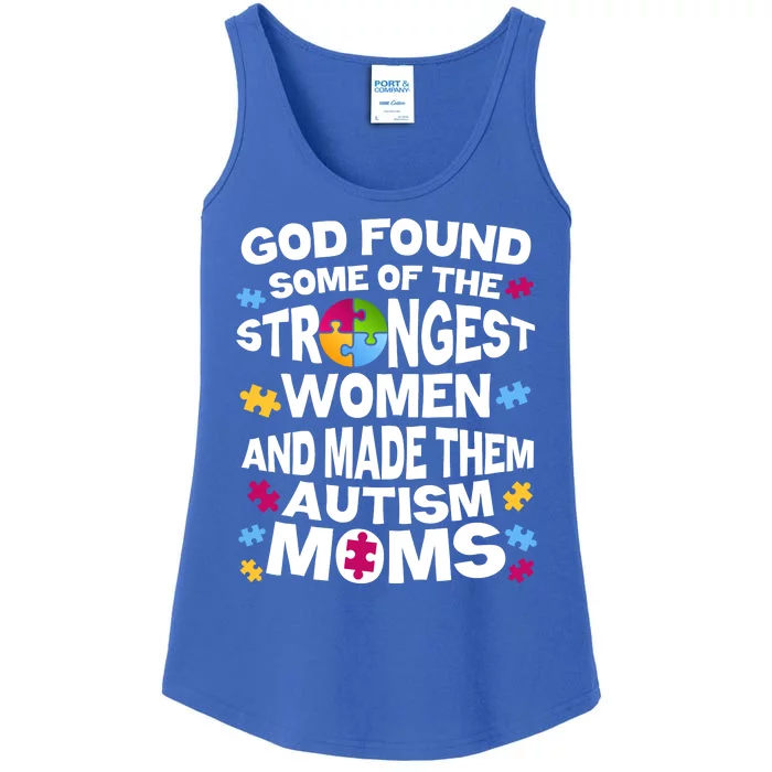 God Found Strongest Women And Make Them Autism Moms Ladies Essential Tank