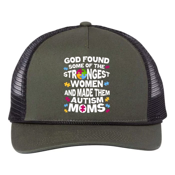 God Found Strongest Women And Make Them Autism Moms Retro Rope Trucker Hat Cap