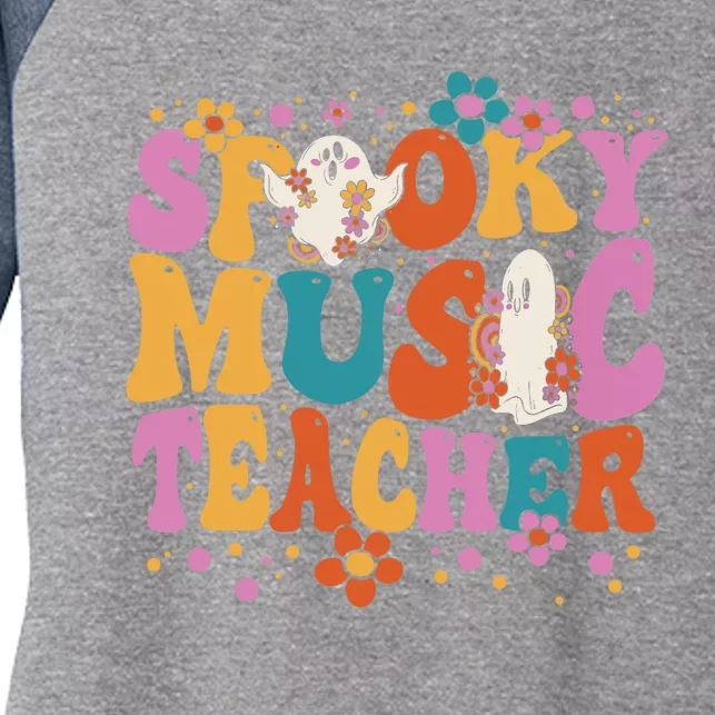 Groovy Faboolous Spooky Music Teacher Halloween Women's Tri-Blend 3/4-Sleeve Raglan Shirt