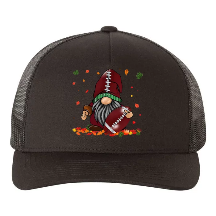 Gnome Football Season Thanksgiving Fall Leaves Autumn Yupoong Adult 5-Panel Trucker Hat