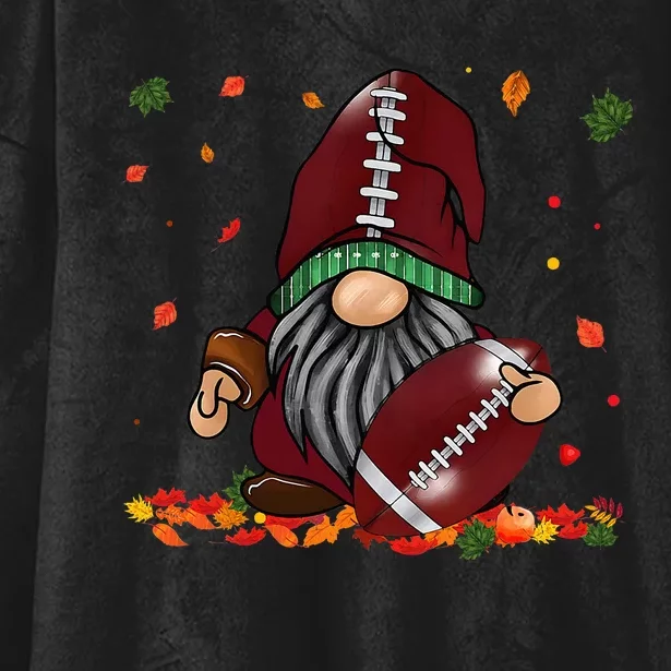 Gnome Football Season Thanksgiving Fall Leaves Autumn Hooded Wearable Blanket