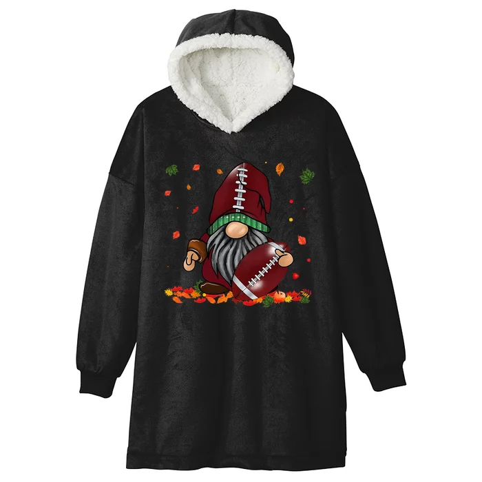 Gnome Football Season Thanksgiving Fall Leaves Autumn Hooded Wearable Blanket