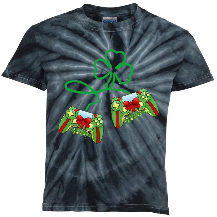 Gamer funny Shamrock St Patricks Day Irish Kids Tie-Dye T-Shirt