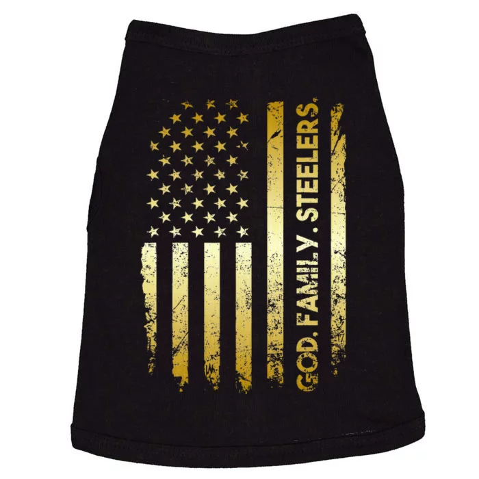 God Family Steelers Pro Us Flag FatherS Day Dad Gift Doggie Tank