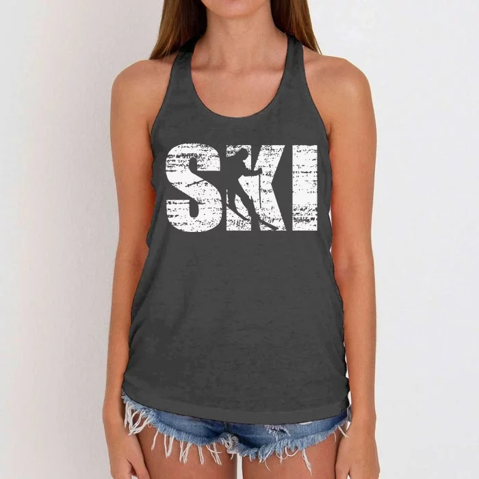 Gifts For Skiers  Snow Skiing Alpine Downhill Ski Women's Knotted Racerback Tank