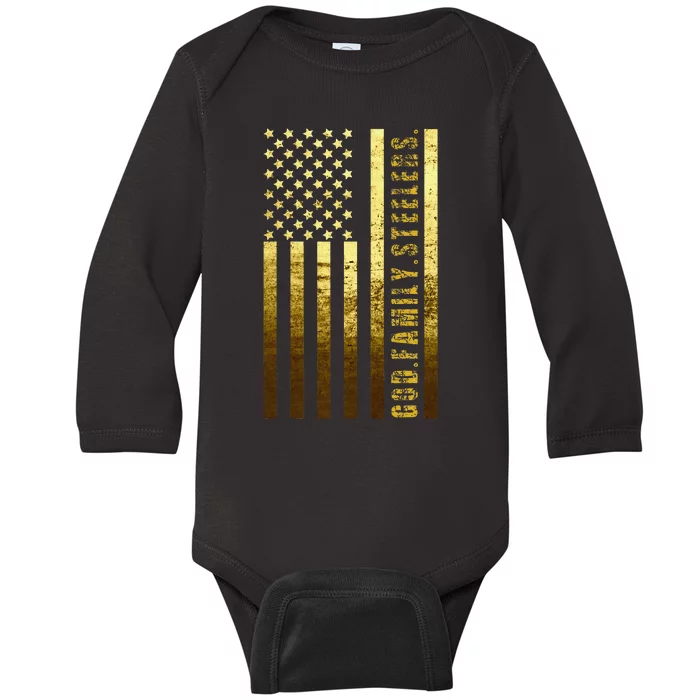 God Family Steelers Pro Us Flag FatherS Day Dad Gift Baby Long Sleeve Bodysuit