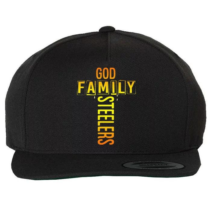 God Family Steeler Fathers Day Gift Tee Wool Snapback Cap