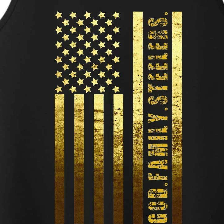 God Family Steelers Pro Us Flag Fathers Day Dad Gift (1) Performance Tank