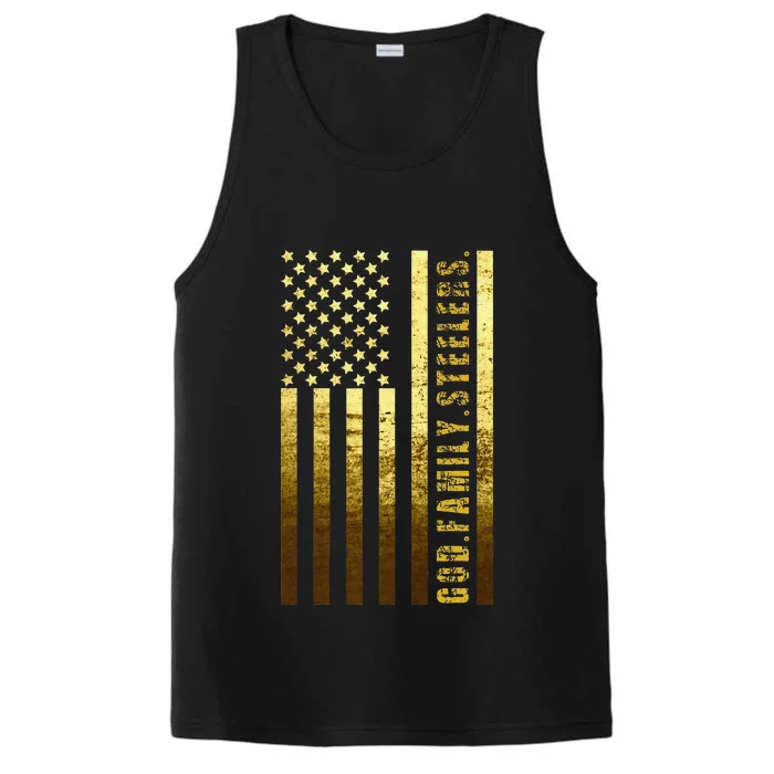 God Family Steelers Pro Us Flag Fathers Day Dad Gift (1) Performance Tank