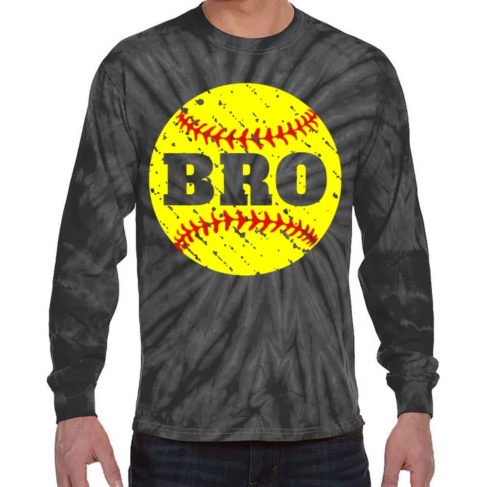 Girl Fastpitch Softball Brother Funny Tie-Dye Long Sleeve Shirt