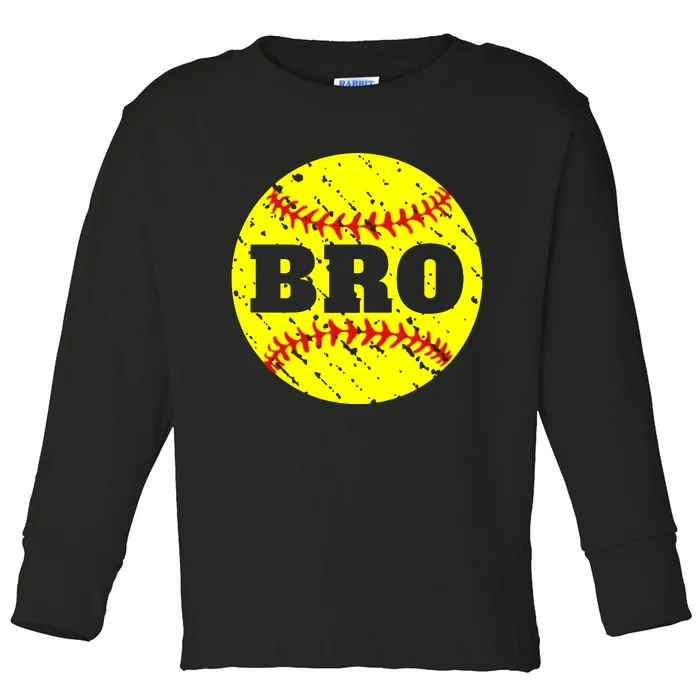 Girl Fastpitch Softball Brother Funny Toddler Long Sleeve Shirt