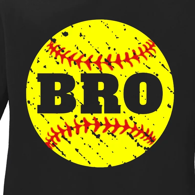 Girl Fastpitch Softball Brother Funny Ladies Long Sleeve Shirt