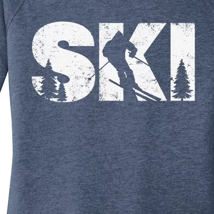 Gifts For Skiers  Snow Skiing Alpine Downhill Ski Women's Perfect Tri Tunic Long Sleeve Shirt