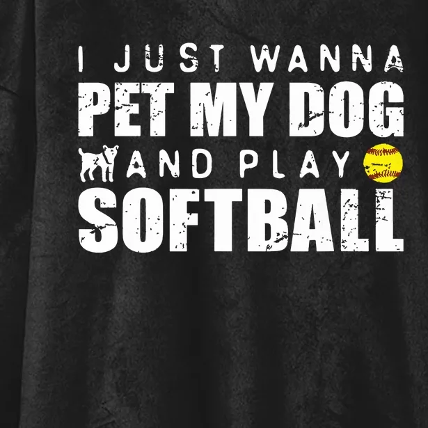 Girl Fastpitch Softball Funny Dog Hooded Wearable Blanket