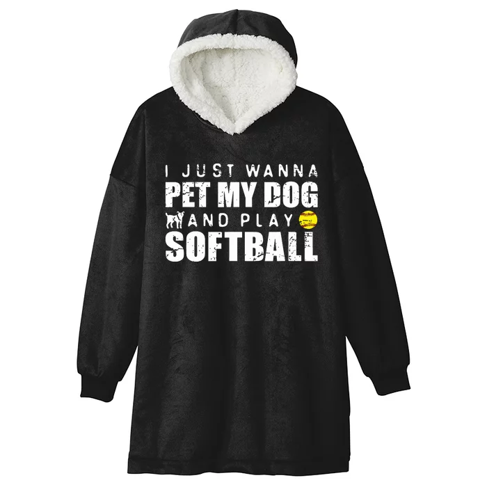 Girl Fastpitch Softball Funny Dog Hooded Wearable Blanket